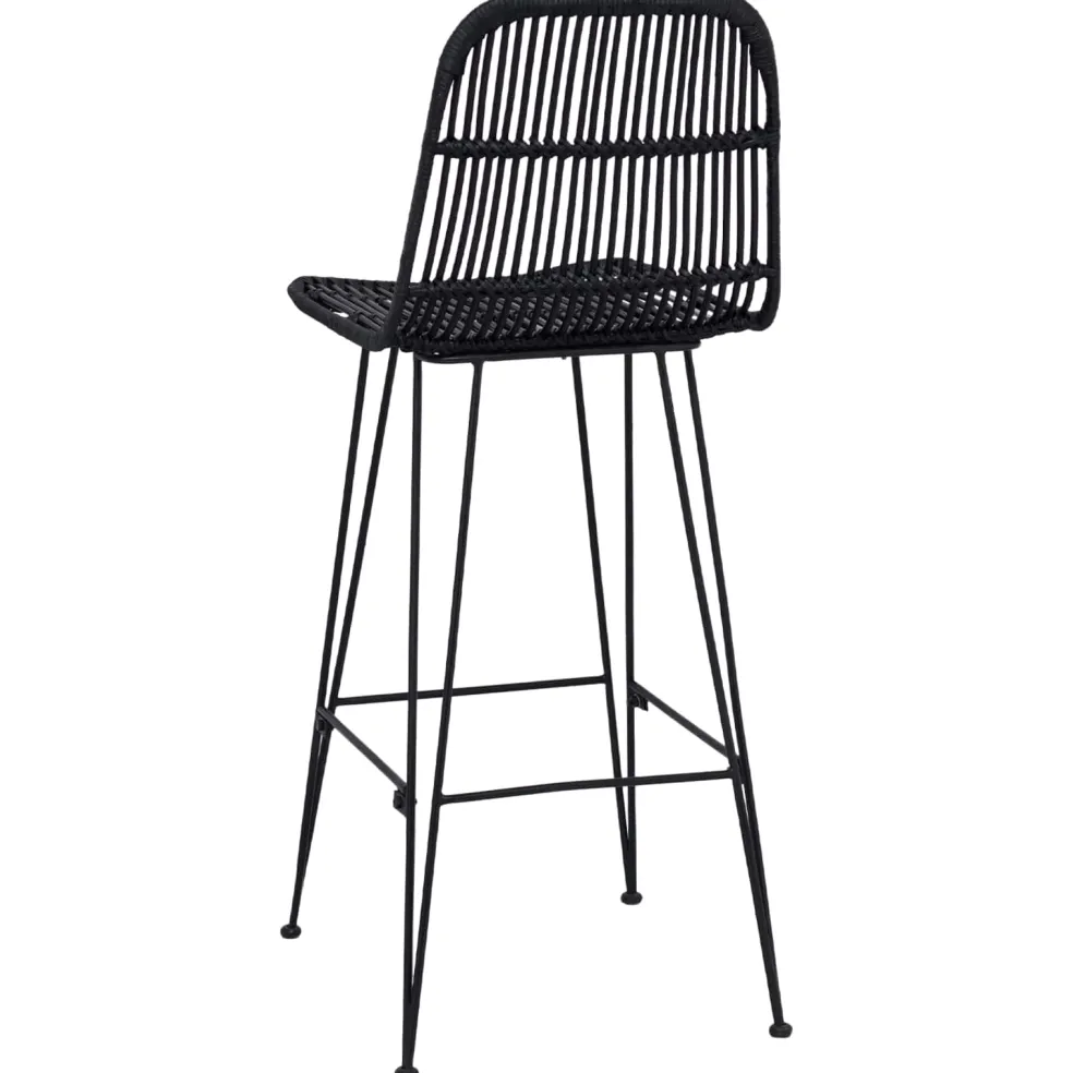 vidaXL Barkruk 2 st Zwart 44 x 55 x 109 cm Rattan en staal