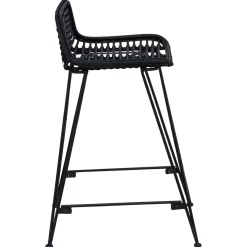 vidaXL Barkruk 2 st Zwart 44 x 45 x 76 cm Rattan en staal