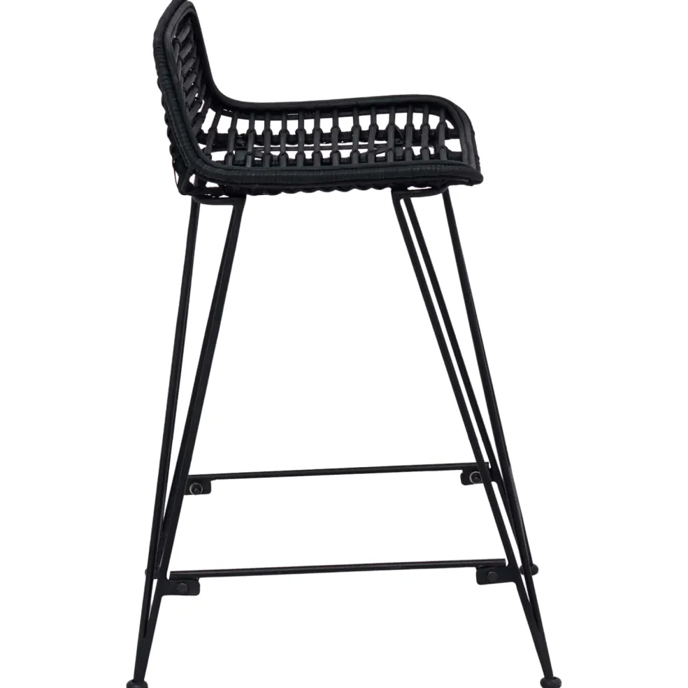 vidaXL Barkruk 2 st Zwart 44 x 45 x 76 cm Rattan en staal