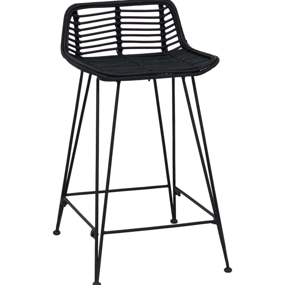vidaXL Barkruk 2 st Zwart 44 x 45 x 76 cm Rattan en staal