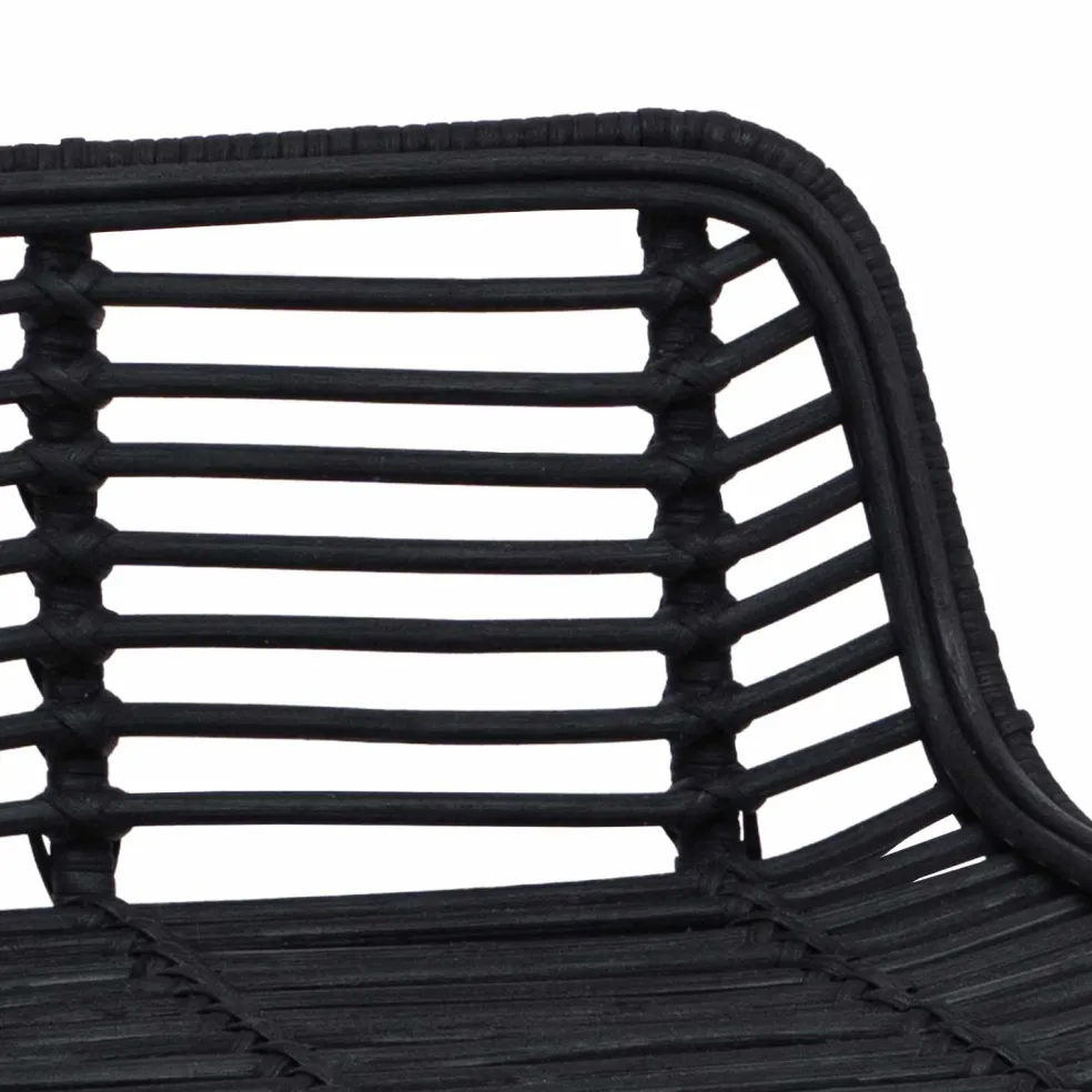 vidaXL Barkruk 2 st Zwart 44 x 45 x 76 cm Rattan en staal