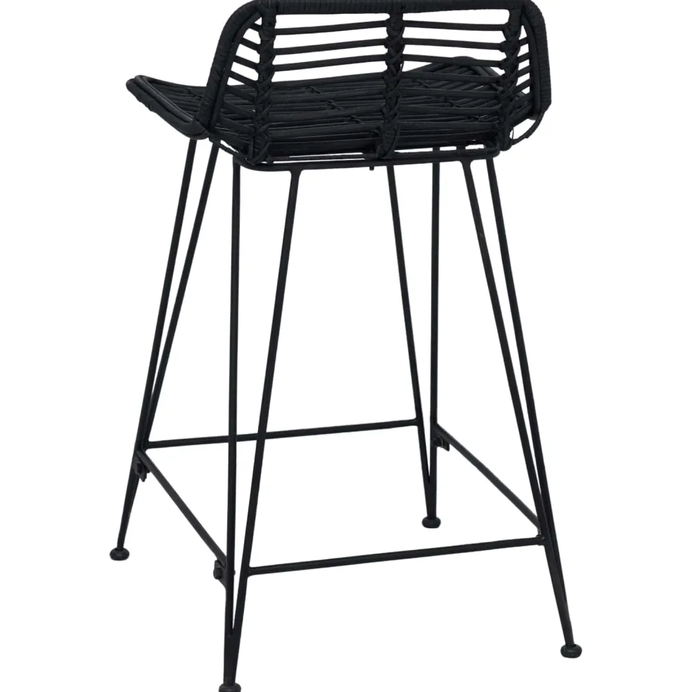 vidaXL Barkruk 2 st Zwart 44 x 45 x 76 cm Rattan en staal