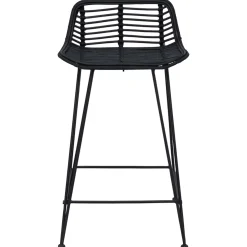 vidaXL Barkruk 2 st Zwart 44 x 45 x 76 cm Rattan en staal