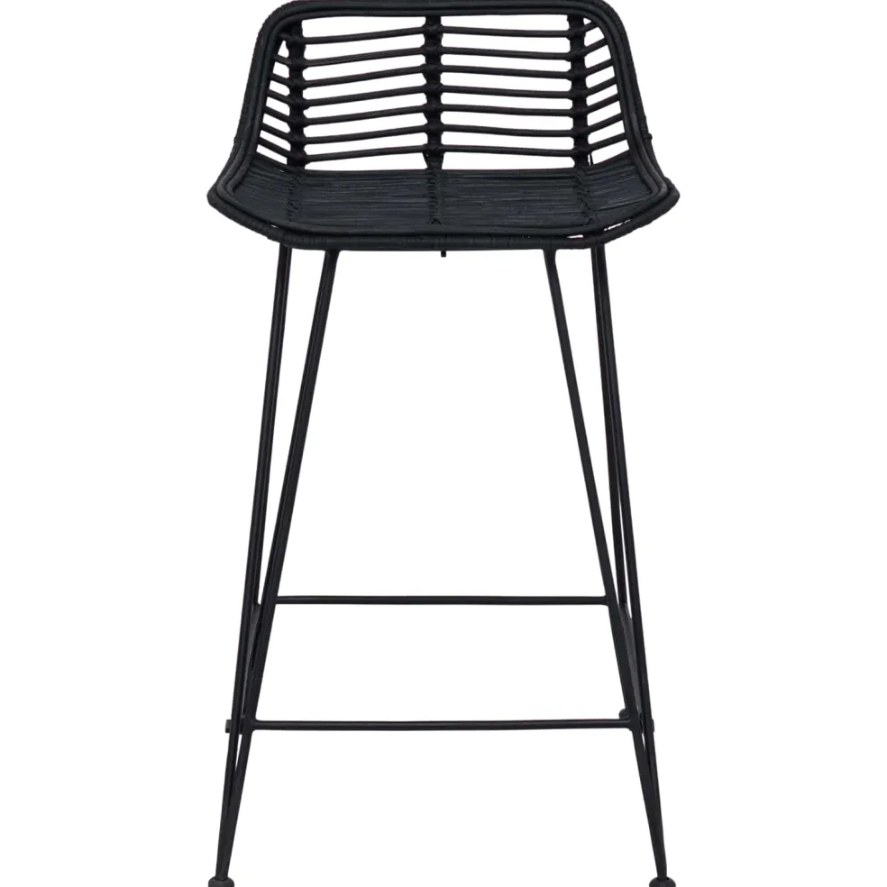 vidaXL Barkruk 2 st Zwart 44 x 45 x 76 cm Rattan en staal