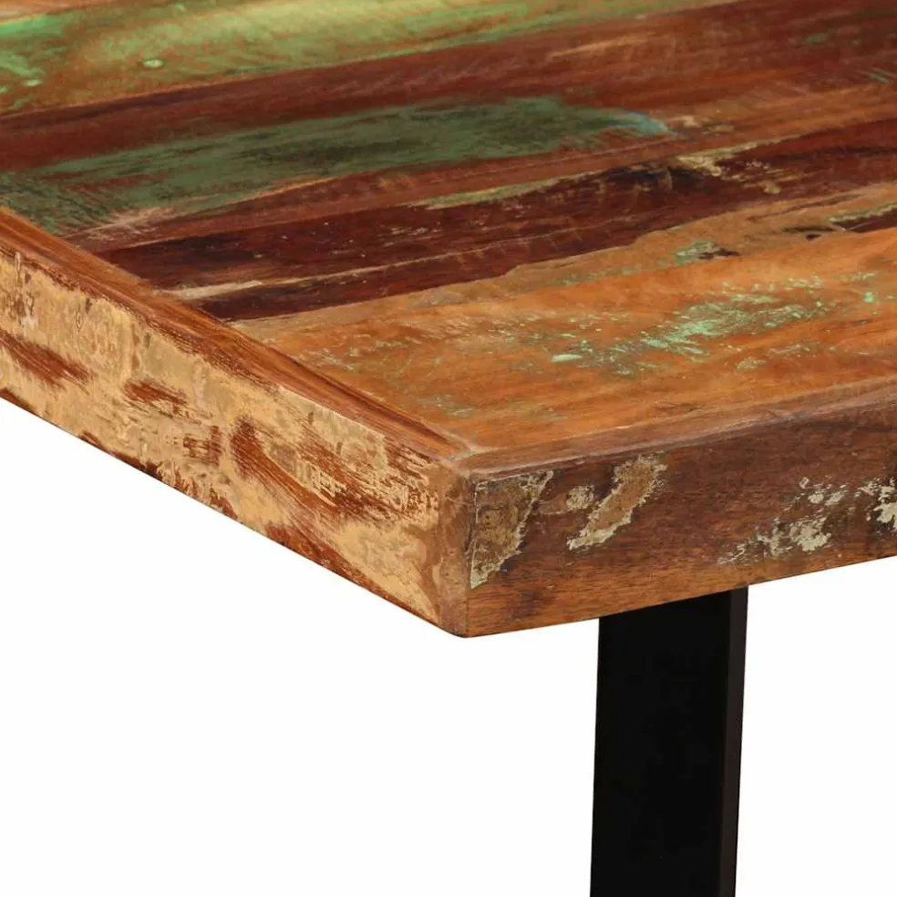 vidaXL Barset massief gerecycled hout en echt leer 5-delig