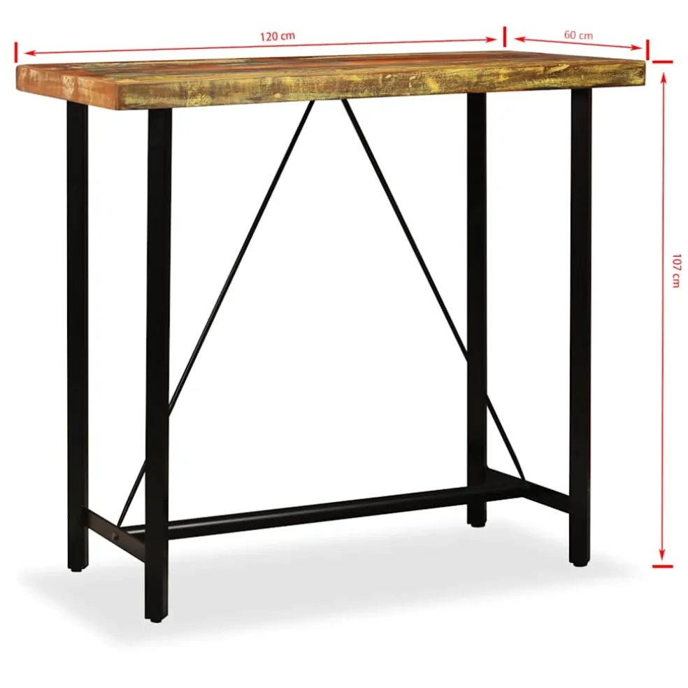 vidaXL Barset massief gerecycled hout en echt leer 5-delig