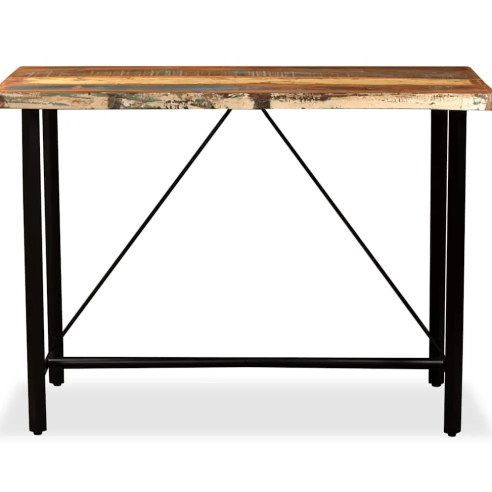 vidaXL Barset massief gerecycled hout en echt leer 5-delig