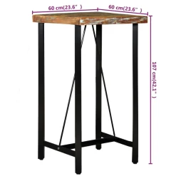 vidaXL Barset massief gerecycled hout, echt leer en canvas 3-delig