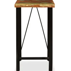 vidaXL Barset massief gerecycled hout, echt leer en canvas 3-delig