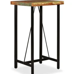 vidaXL Barset massief gerecycled hout, echt leer en canvas 3-delig