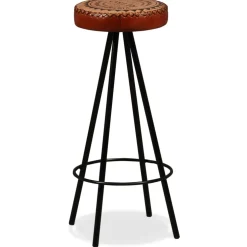 vidaXL Barset massief gerecycled hout, echt leer en canvas 3-delig