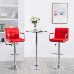 vidaXL Barstoelen 2 st kunstleer rood
