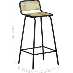 vidaXL Barstoelen 2 st massief gerecycled hout