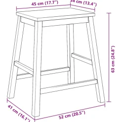 vidaXL Barstoelen 2 st massief hout rubber