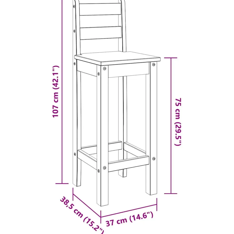vidaXL Barstoelen 2 st massief grenenhout
