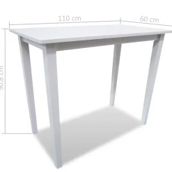 vidaXL Bartafel en 4 barstoelen set hout wit