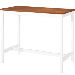 vidaXL Bartafel- en barstoelenset massief hout bruin en wit 3-delig
