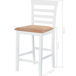 vidaXL Bartafel- en barstoelenset massief hout bruin en wit 3-delig