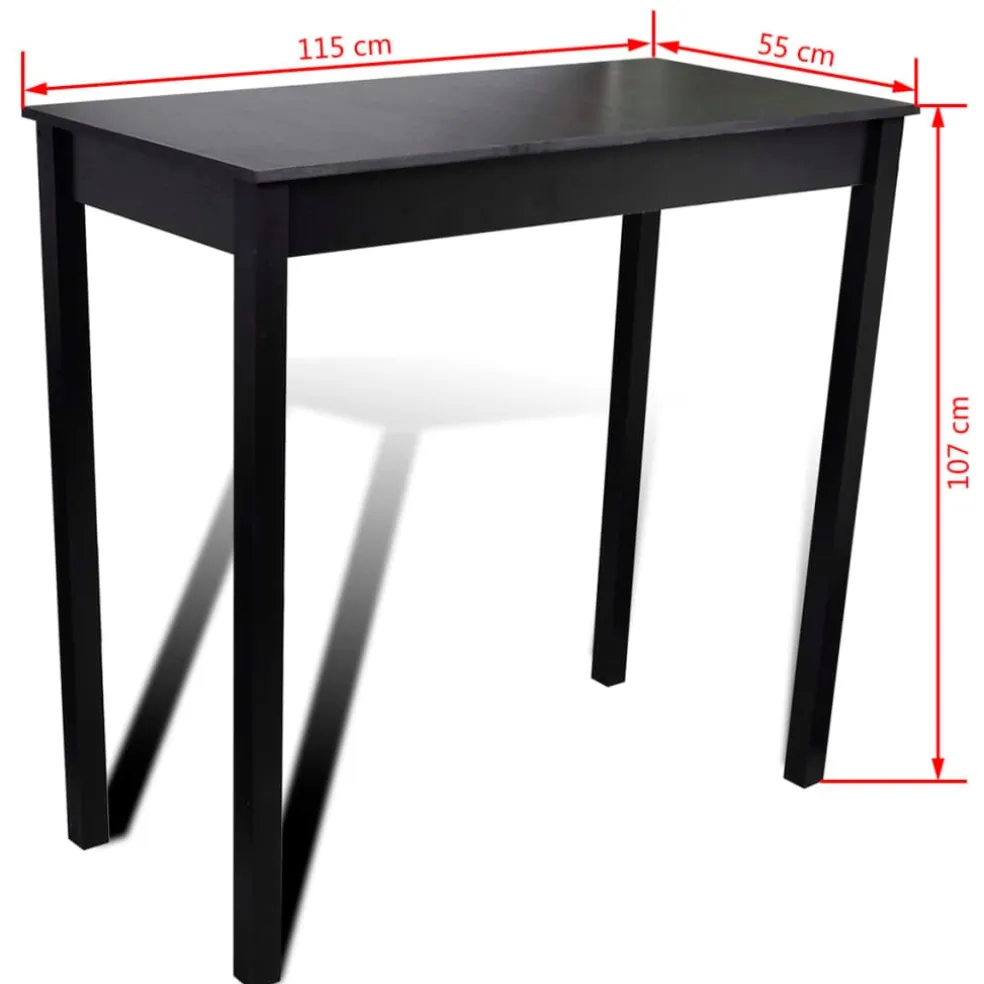 vidaXL Bartafel met 4 barkrukken zwart