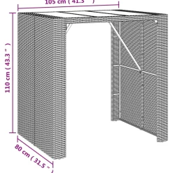 vidaXL Bartafel met glazen blad 105x80x110 cm poly rattan grijs