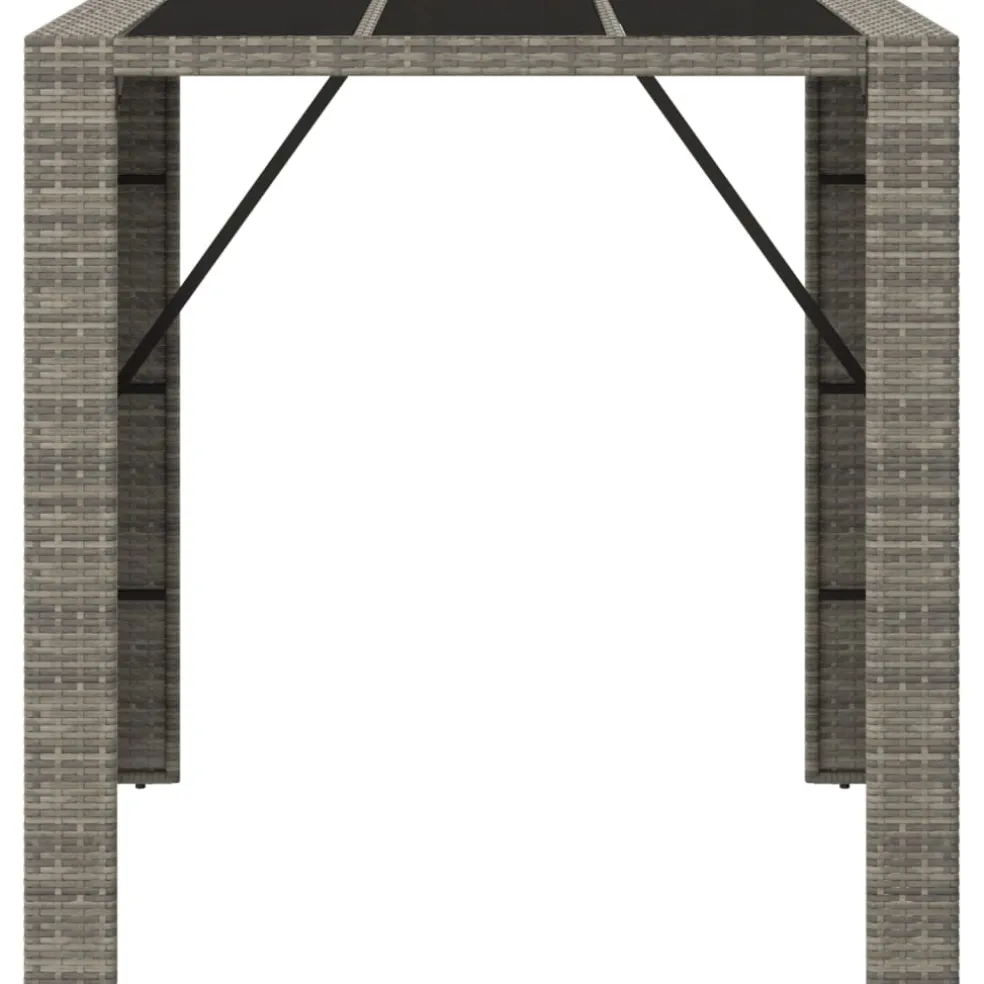vidaXL Bartafel met glazen blad 105x80x110 cm poly rattan grijs