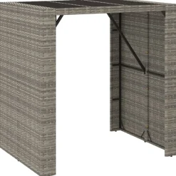 vidaXL Bartafel met glazen blad 105x80x110 cm poly rattan grijs