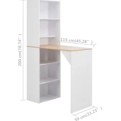 vidaXL Bartafel met kast 115x59x200 cm wit