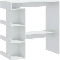 vidaXL Bartafel met opbergrek 100x50x101,5 cm hoogglans wit