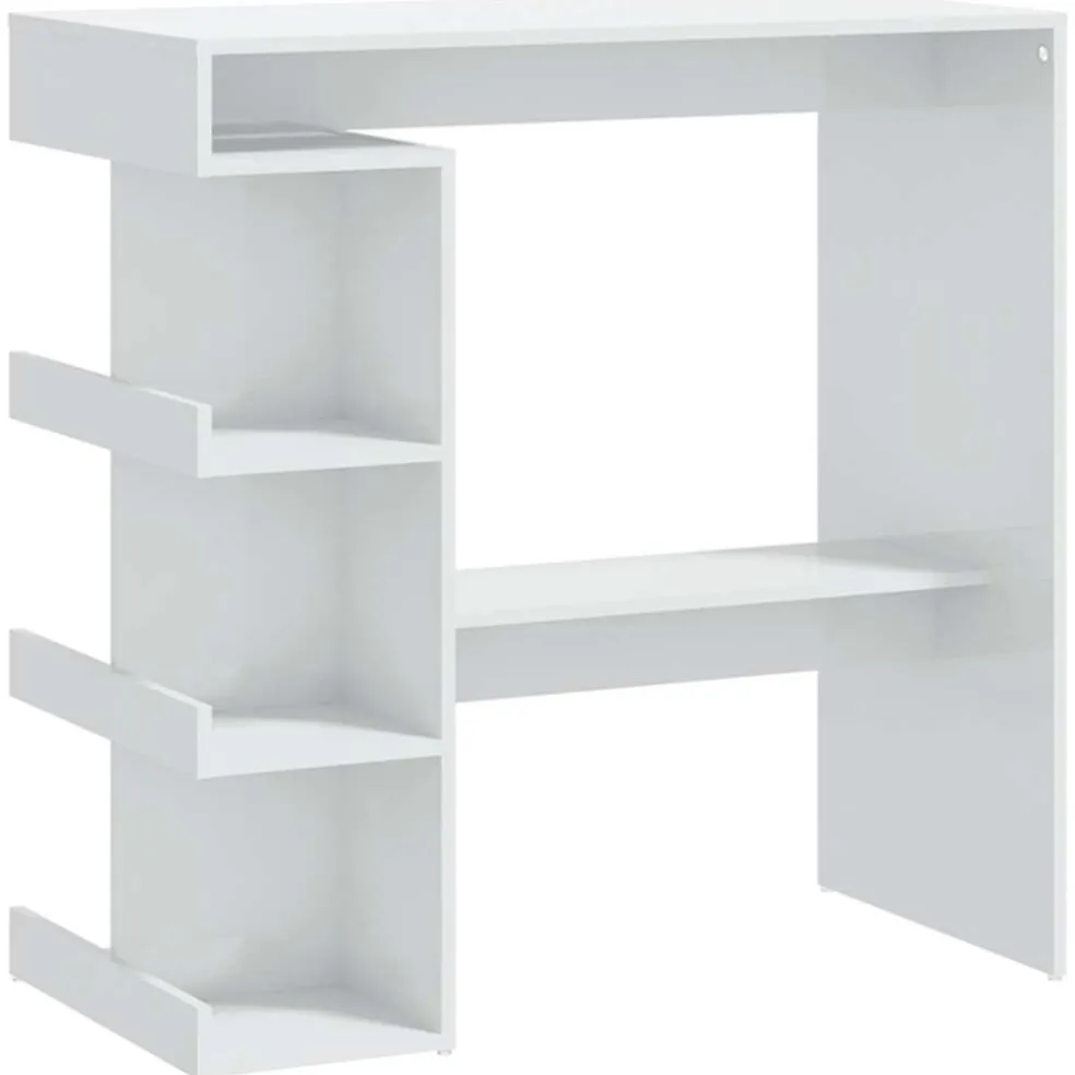 vidaXL Bartafel met opbergrek 100x50x101,5 cm hoogglans wit
