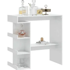 vidaXL Bartafel met opbergrek 100x50x101,5 cm hoogglans wit