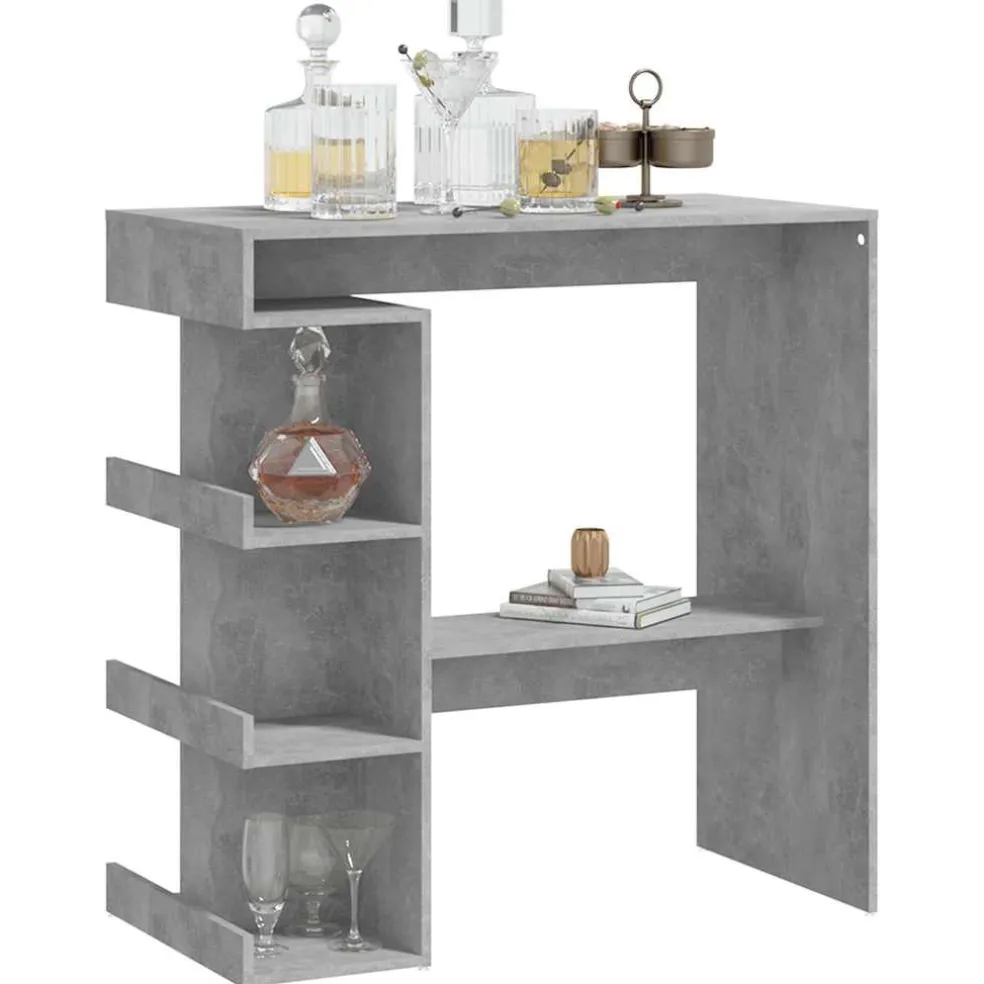 vidaXL Bartafel met opbergrek 100x50x101,5 cm bewerkt hout betongrijs
