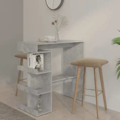 vidaXL Bartafel met opbergrek 100x50x101,5 cm bewerkt hout betongrijs