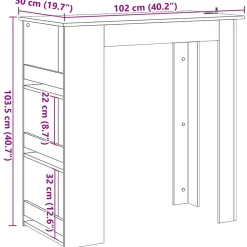 vidaXL Bartafel met opbergrek 102x50x103,5 cm artisanaal eikenkleurig