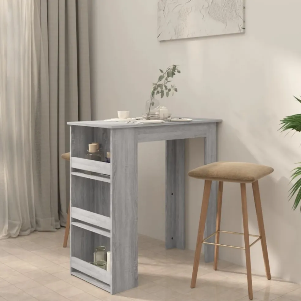 vidaXL Bartafel met opbergrek 102x50x103,5 cm hout grijs sonoma