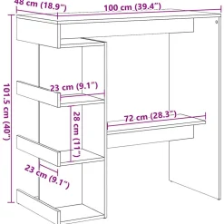 vidaXL Bartafel met opbergrek 100x48x101,5 cm oud houtkleurig