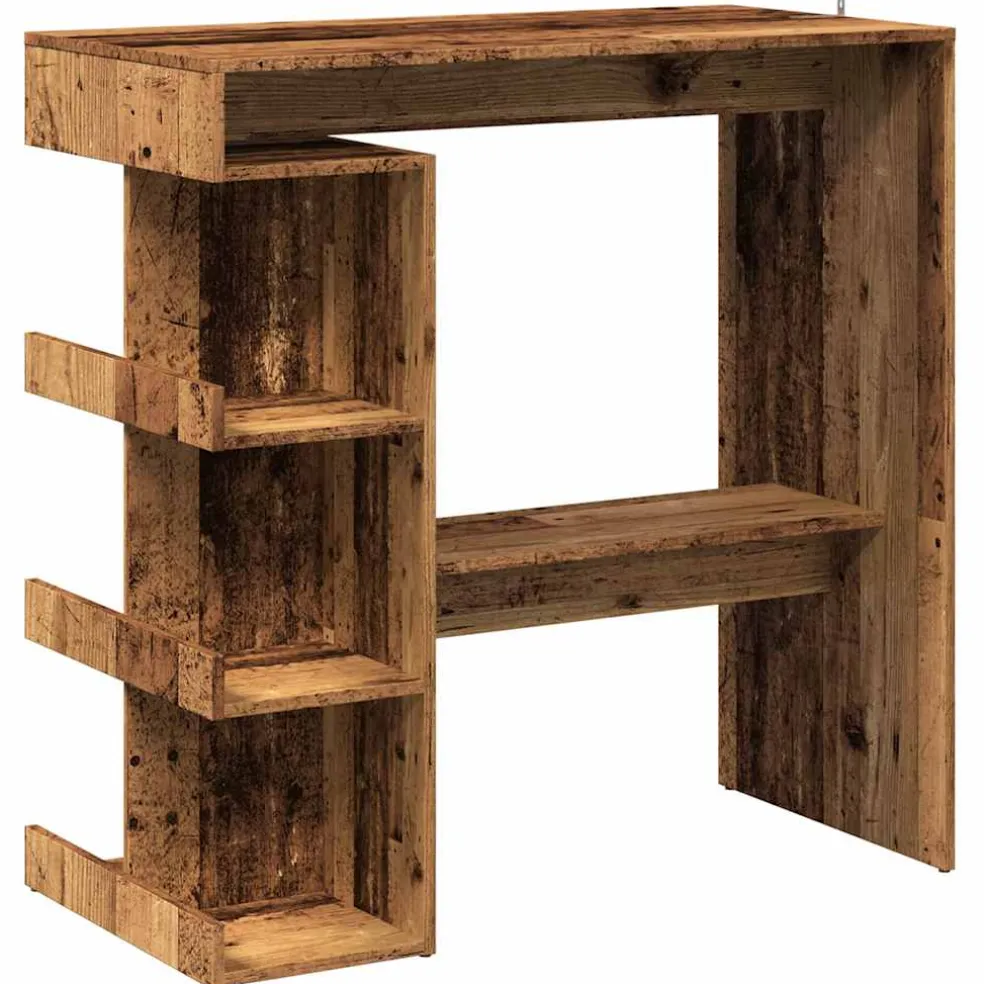 vidaXL Bartafel met opbergrek 100x48x101,5 cm oud houtkleurig