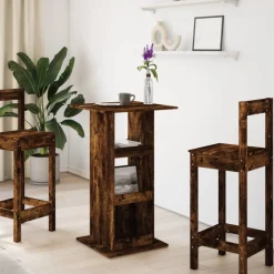 vidaXL Bartafel met opbergruimte 60x60x102 cm hout gerookt eikenkleur