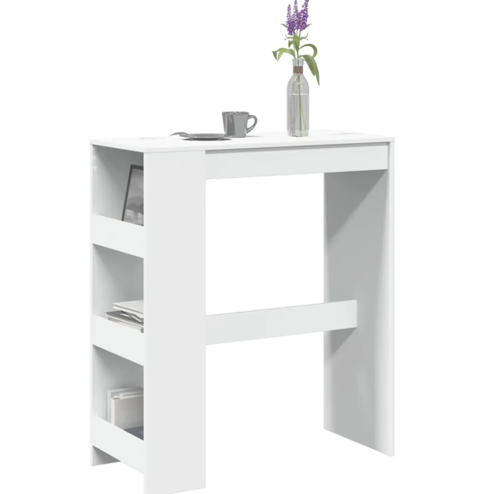 vidaXL Bartafel met rekken 90x40x103,5 cm bewerkt hout wit