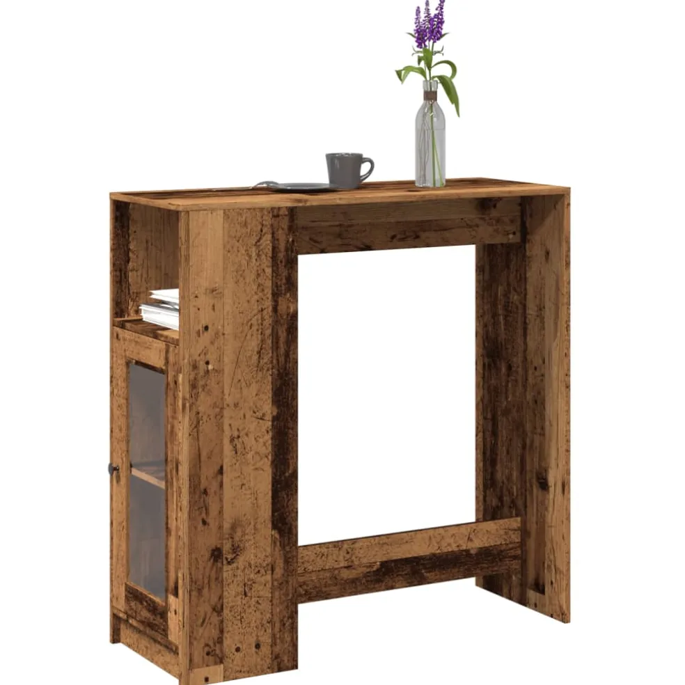 vidaXL Bartafel met rekken 101x40x103,5 cm bewerkt hout oud houtkleur
