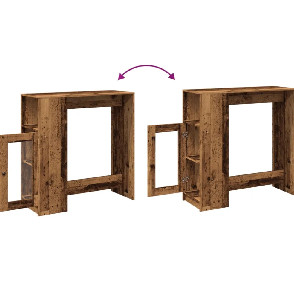 vidaXL Bartafel met rekken 101x40x103,5 cm bewerkt hout oud houtkleur