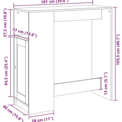 vidaXL Bartafel met rekken 101x40x103,5 cm bewerkt hout oud houtkleur