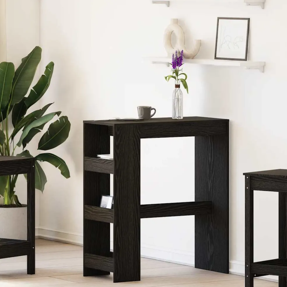 vidaXL Bartafel met rekken Zwarte eik 90x40x103,5 cm bewerkt hout