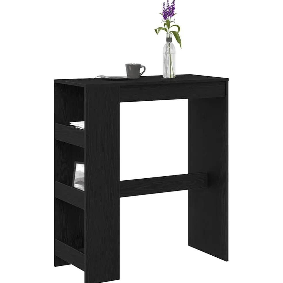 vidaXL Bartafel met rekken Zwarte eik 90x40x103,5 cm bewerkt hout
