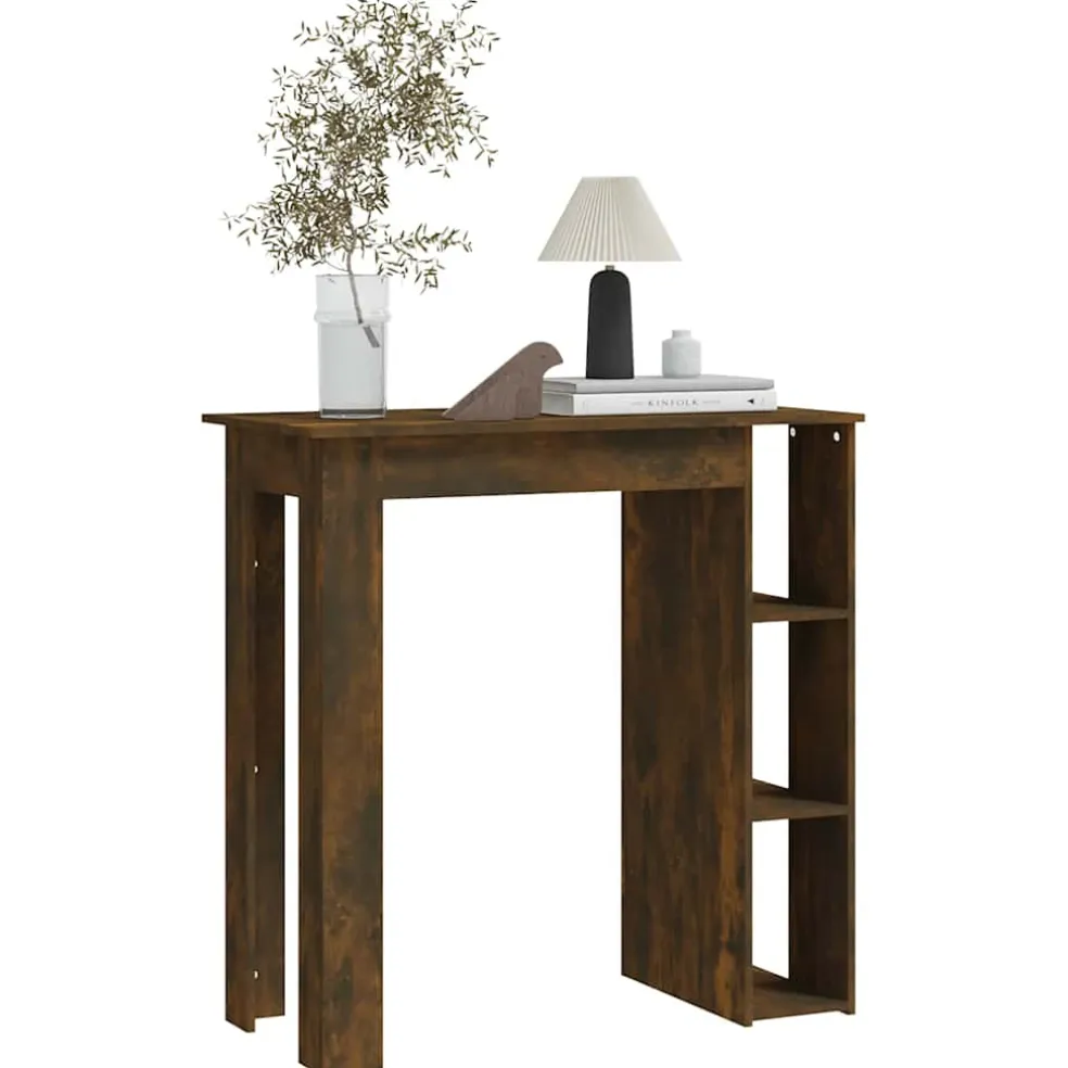 vidaXL Bartafel met schap 102x50x103,5 cm bewerkt hout gerookt eiken