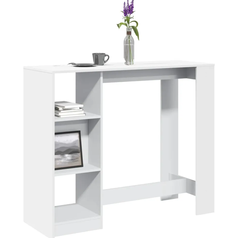 vidaXL Bartafel met schap 124x46x103,5 cm bewerkt hout wit