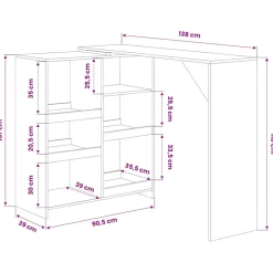 vidaXL Bartafel met verplaatsbaar schap 138x39x110 cm eikenkleurig