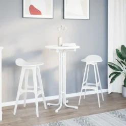 vidaXL Bartafel Ø 60x110 cm bewerkt hout en staal wit