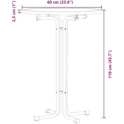 vidaXL Bartafel Ø 60x110 cm bewerkt hout en staal wit