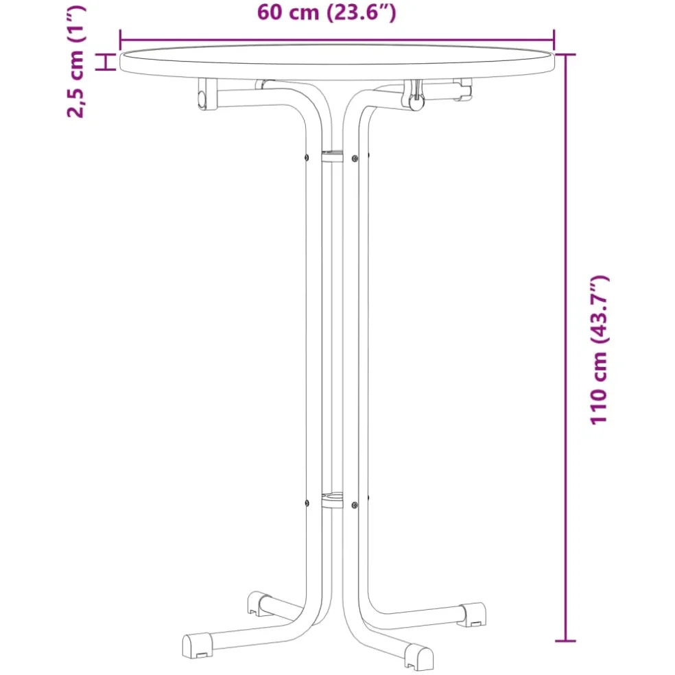vidaXL Bartafel Ø 60x110 cm bewerkt hout en staal wit