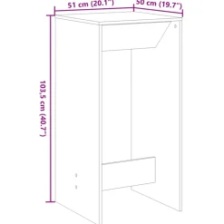 vidaXL Bartafel 51x50x103,5 cm bewerkt hout wit